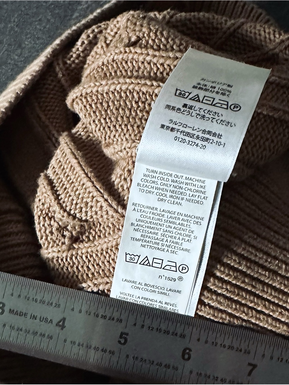 Polo Ralph Lauren Excellent Cable-Knit Cotton Cardigan Women’s XS – Camel - Picture 11 of 13